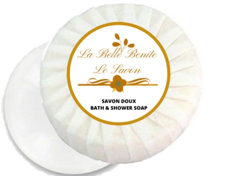 Set de courtoisie LA BELLE BENITE , savon 15g + Shampoing 30ml ( Lot se 50/ 100/ 200)